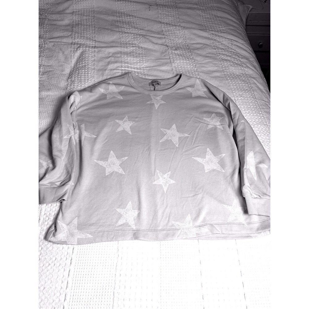 LOFT Outlet Womens Gray Star Print French Terry Sweatshirt Size S Pullover